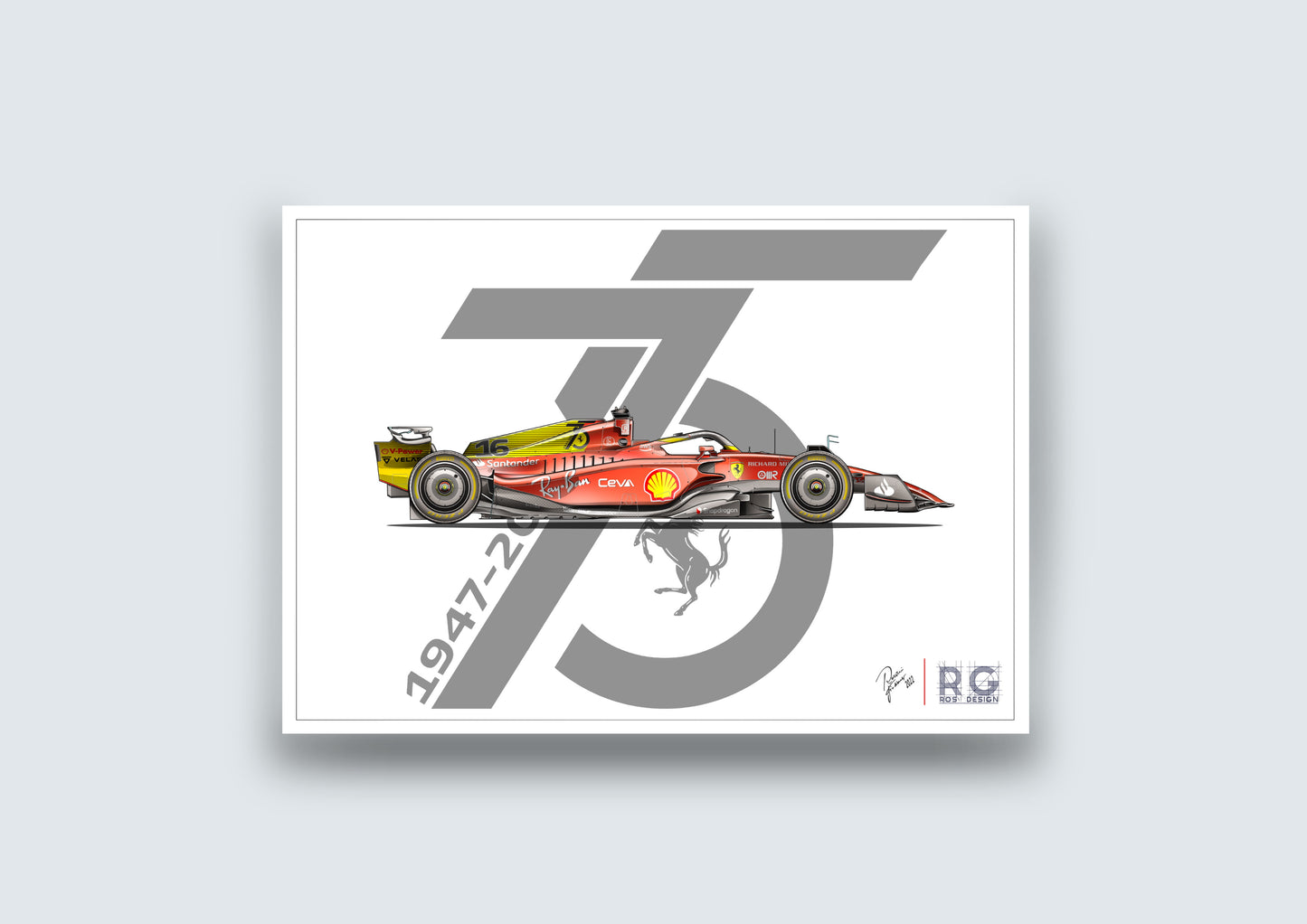 Ferrari F1-75 Monza 2022 Special Livery - Poster - A2/A3