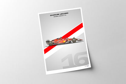 Ferrari F1-75 Charles Leclerc Poster - A2/A3