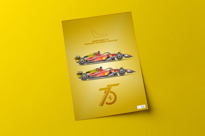 Ferrari F1-75 "Giallo Modena 75 years" Leclerc and Sainz  - Poster - A2/A3
