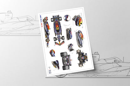 Red Bull Racing RB18 F1 Tech Art Print A2 A3