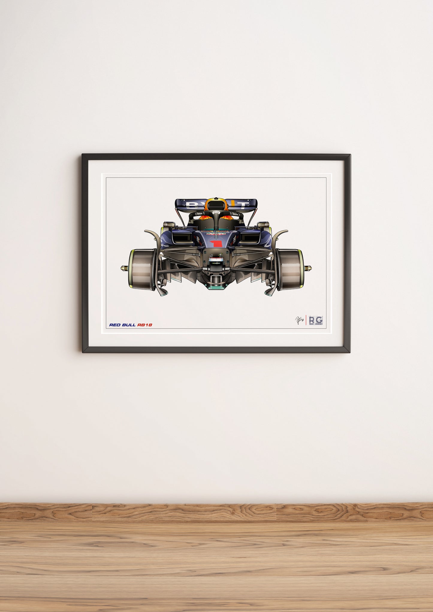 Tech Red Bull RB18 - Chassis sketch -  F1 Art Print A2 A3