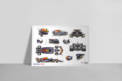 Red Bull Racing RB18 F1 Tech Art Print A2 A3