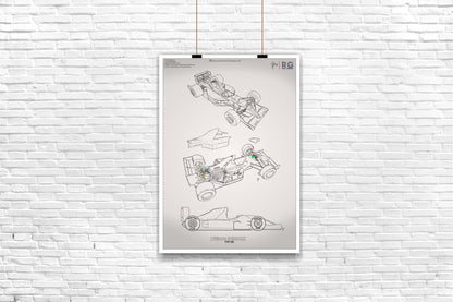 F1 Tech - Williams FW14B Technical Drawings - Poster - A2/A3